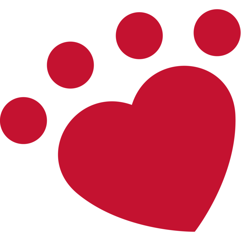 KAR brandmark, a pawprint with a heart replacing the pad